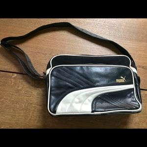 Leather puma messenger bag